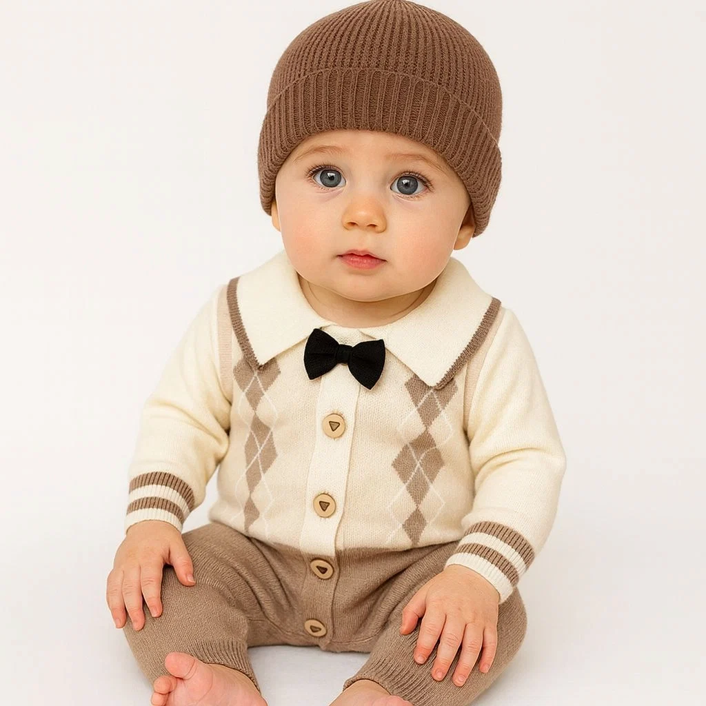 Imported Woolen Baby Rompers with cap
