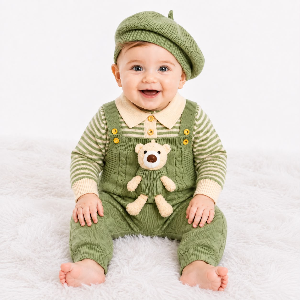 Imported Woolen Baby Rompers With Cap