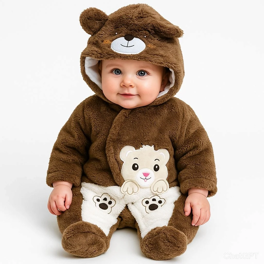 Baby Quilted Fur Winter Rompers – Cozy & Stylish