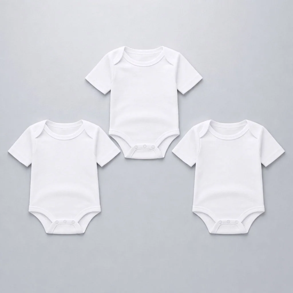 Pack of 3 half-sleeve bodysuits(White)