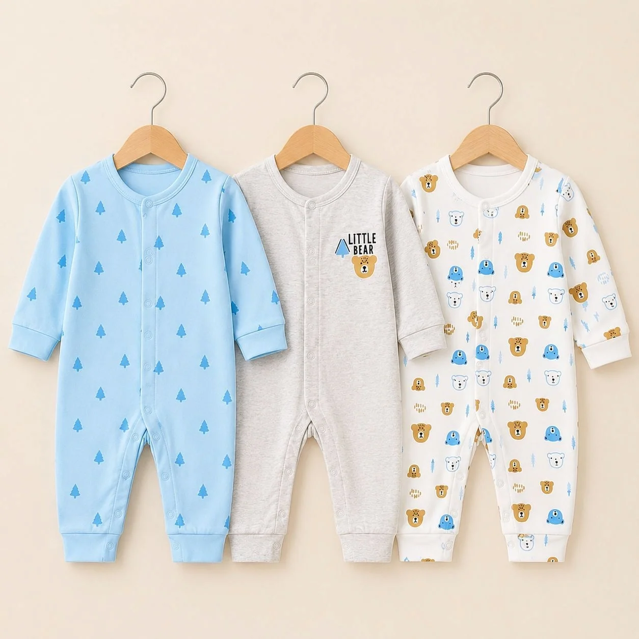 Dream Baby Pack of 3 Sleep Suit Rompers Collection SB(open feet)
