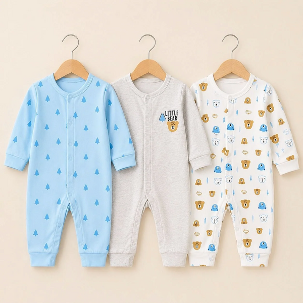 Dream Baby Pack of 3 Sleep Suit Rompers Collection SB(open feet)