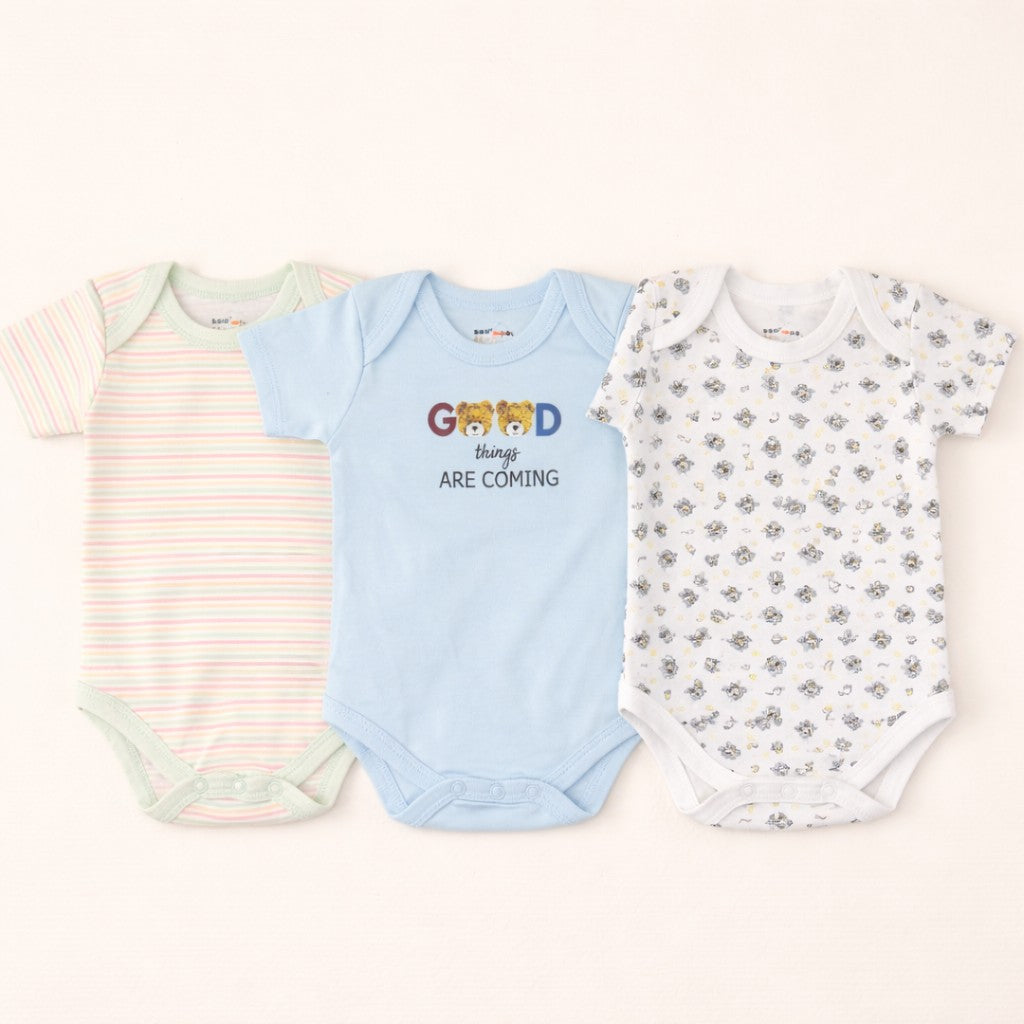 Baby Bodysuits Collection – Set of 3 (Half Sleeves)