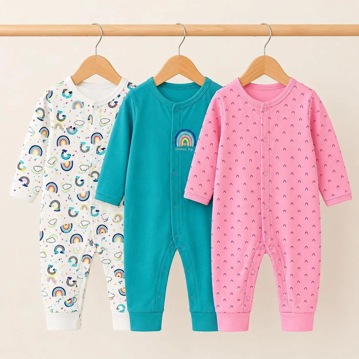 Dream Baby Pack of 3 Sleep Suit Rompers Collection FP(open feet)