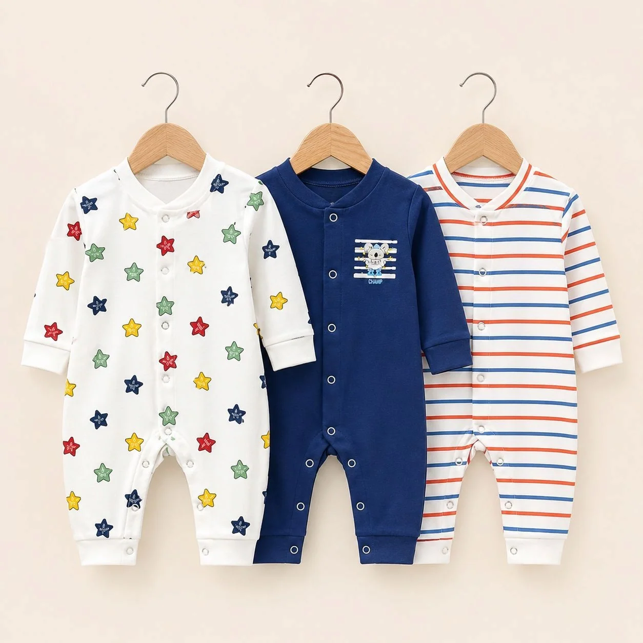Carters Pack of 3 Sleep Suit Rompers Collection NB (Open Feet)
