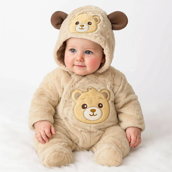Quilted Fur Winter Rompers – Cozy & Stylish(0-6 months)