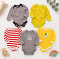 Pack of 5 Full-Sleeve Baby Bodysuits | Imported Babywear
