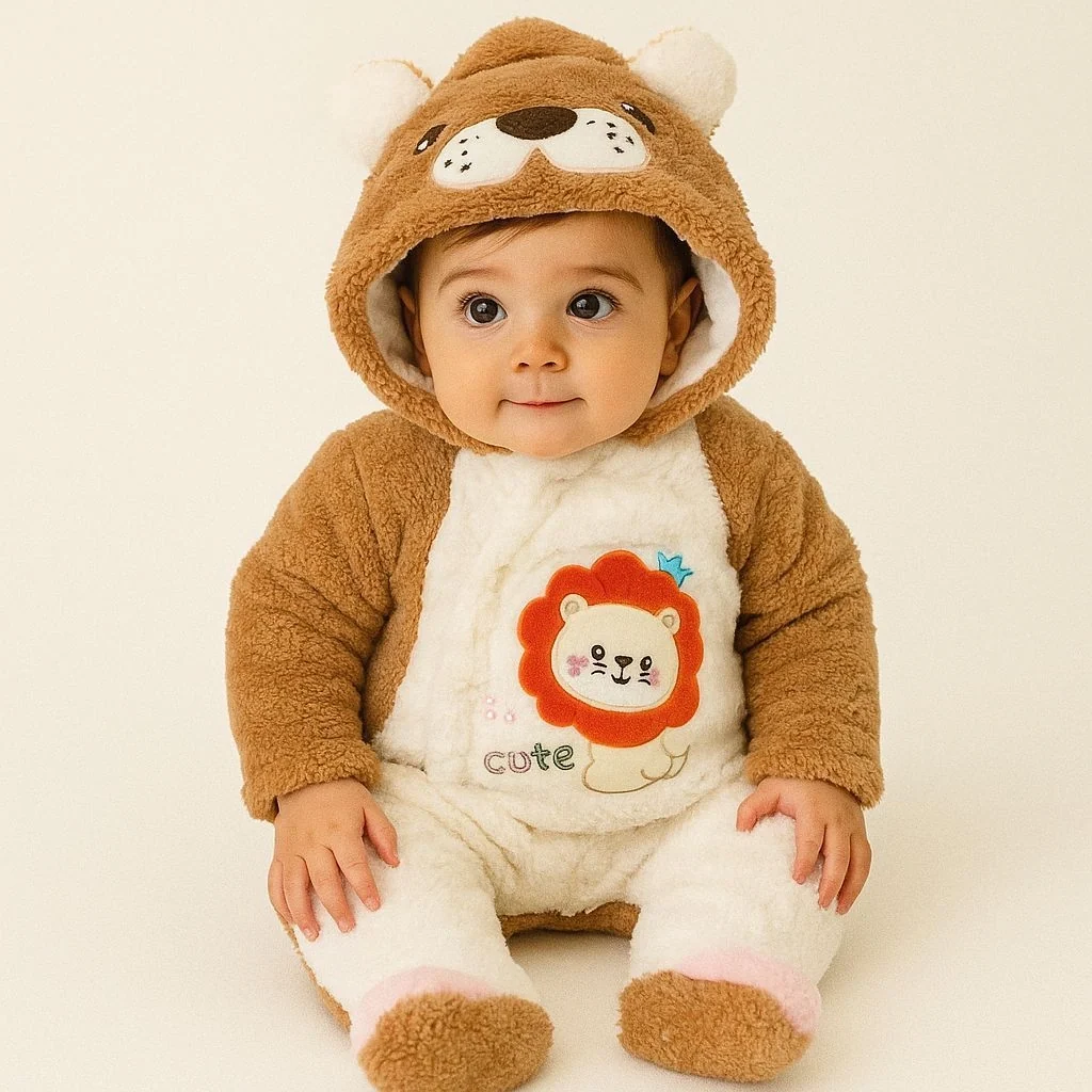 Baby Quilted Fur Winter Rompers – Cozy & Stylish