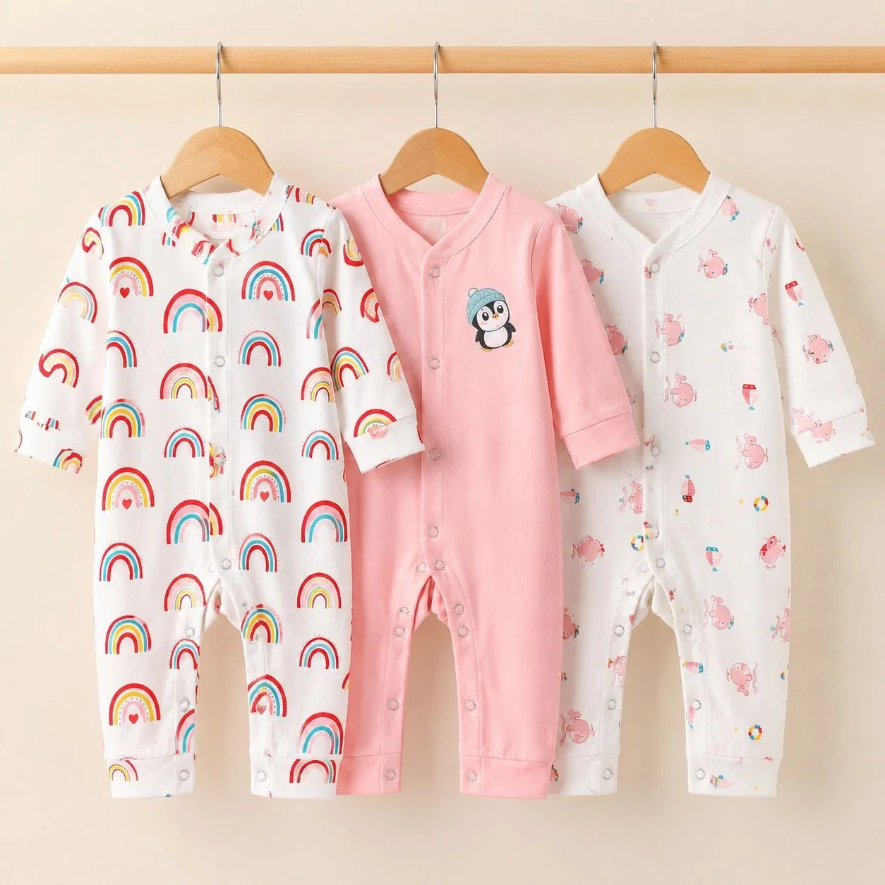Carters Pack of 3 Sleep Suit Rompers Collection P (Open Feet)