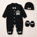 Fancy crown Romper set Black
