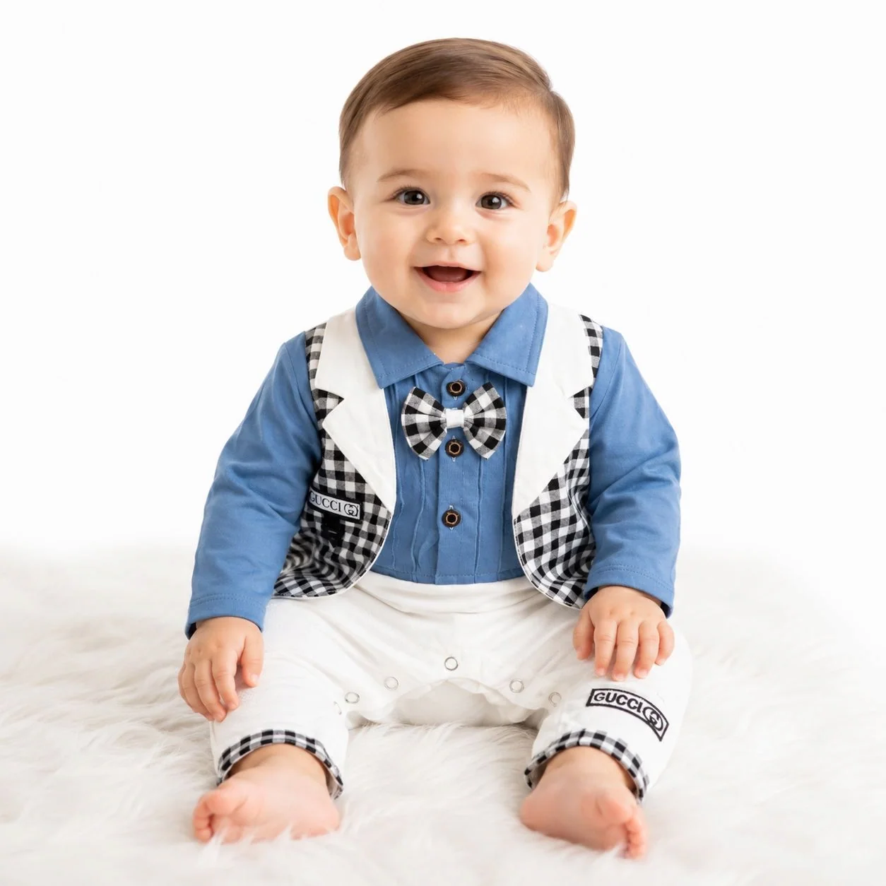MG Premium Baby Rompers Range Tux (White)