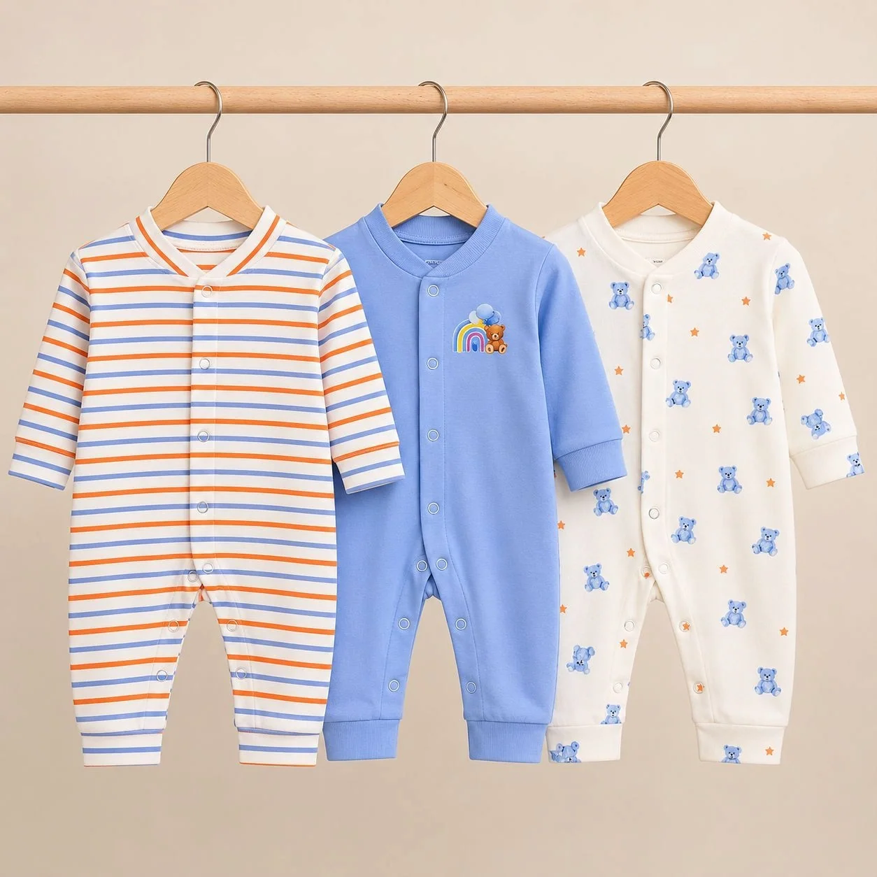 Carters Pack of 3 Sleep Suit Rompers Collection SB (Open Feet)