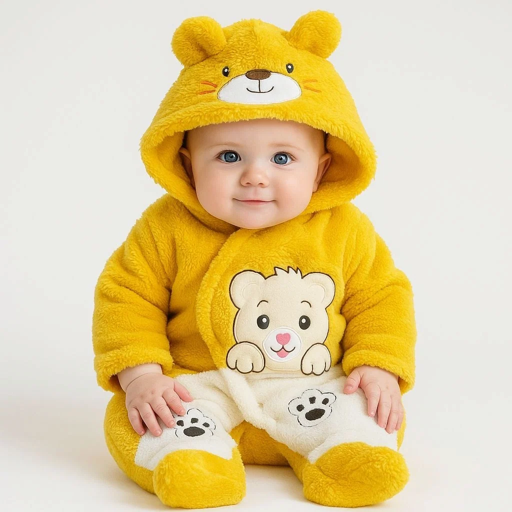 Baby Quilted Fur Winter Rompers – Cozy & Stylish