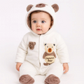 Quilted Fur Winter Rompers – Cozy & Stylish(0-6 months)