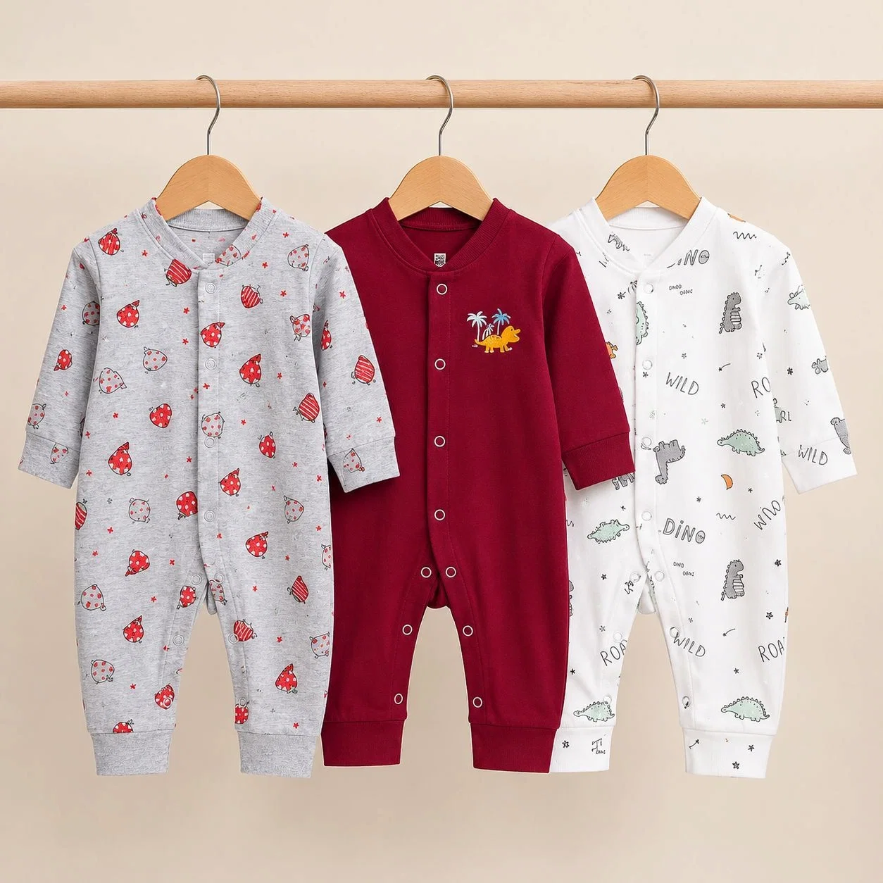Carters Pack of 3 Sleep Suit Rompers Collection M (Open Feet)
