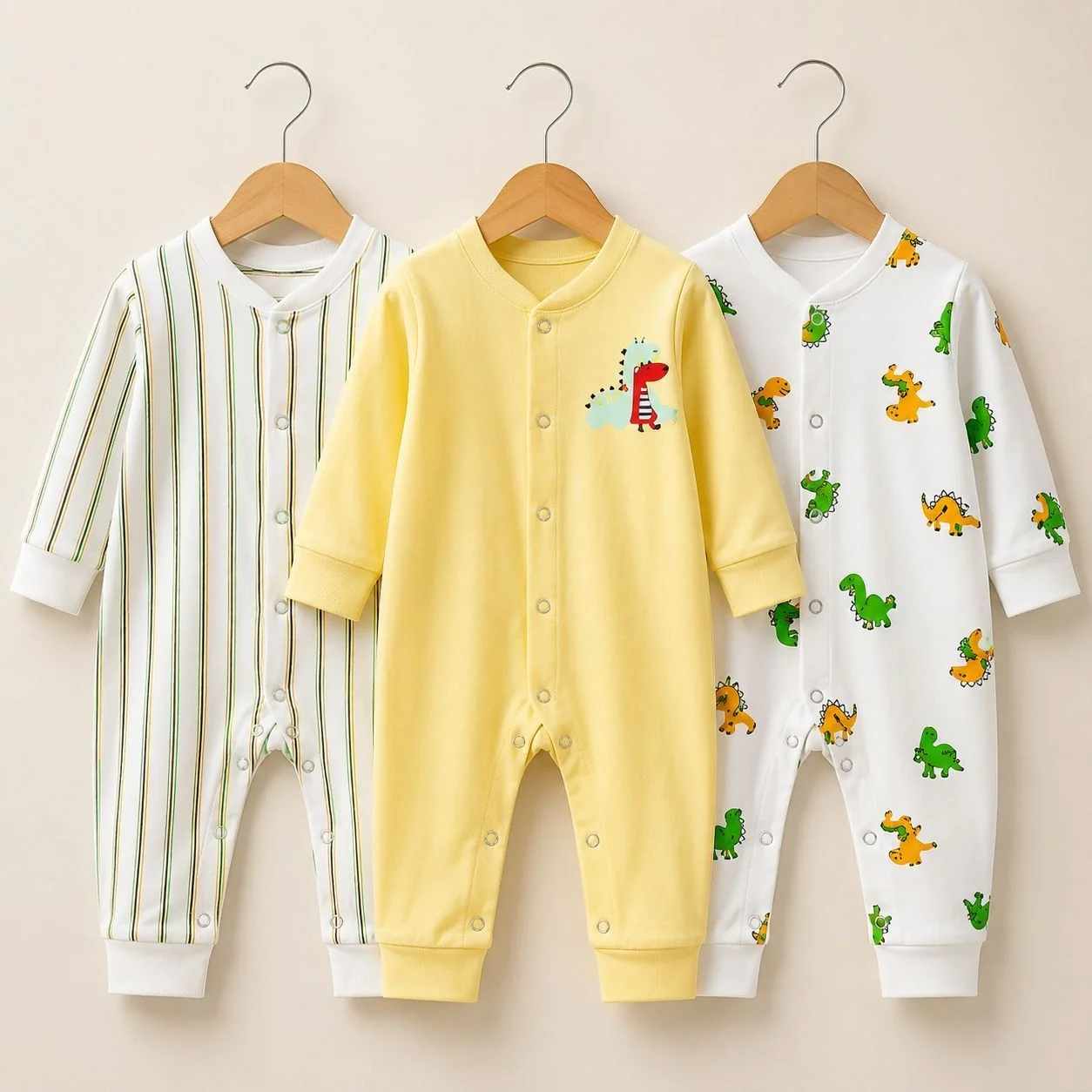 Carters Pack of 3 Sleep Suit Rompers Collection Y (Open Feet)