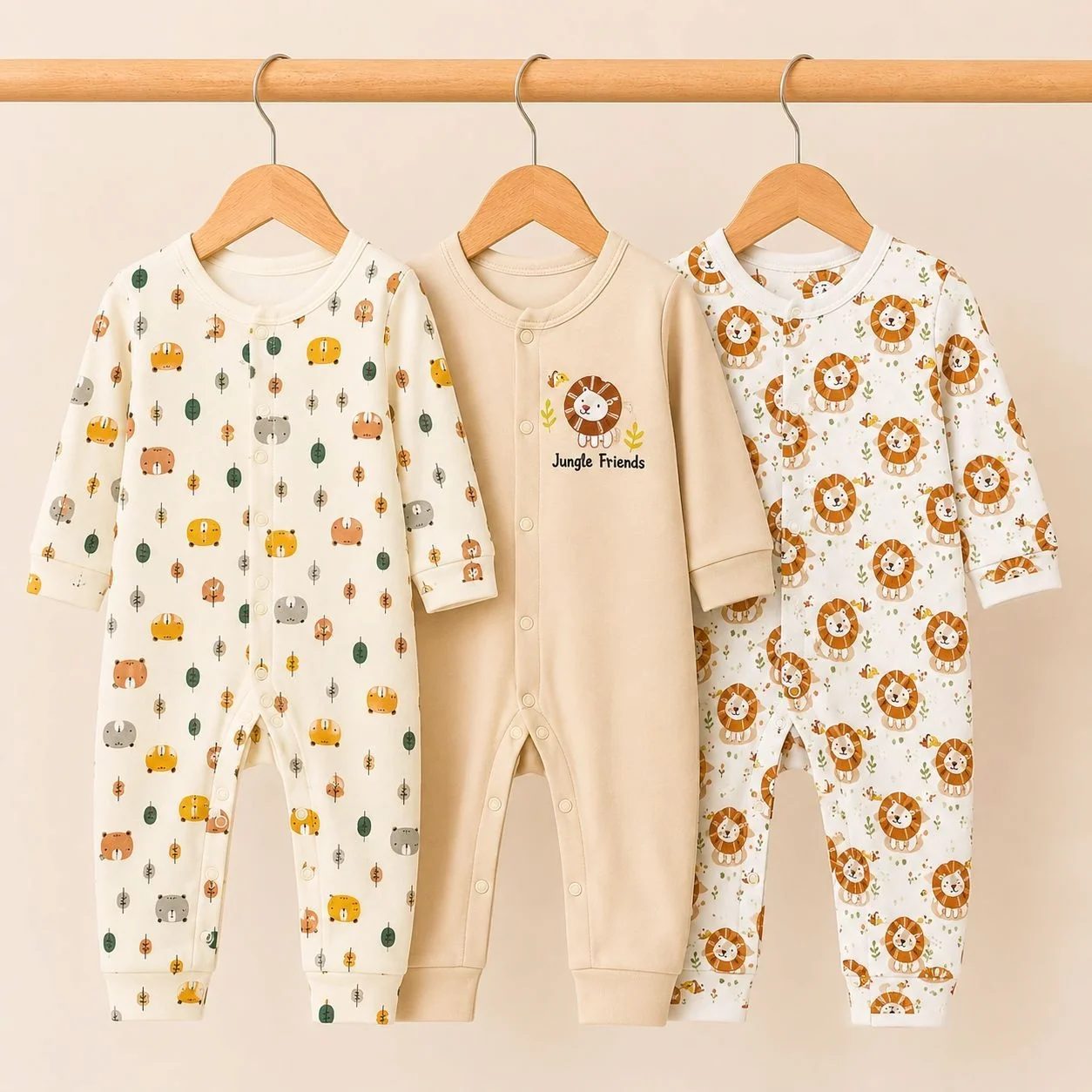 C/C Pack of 3 Sleep Suit Rompers Collection S (Open Feet)
