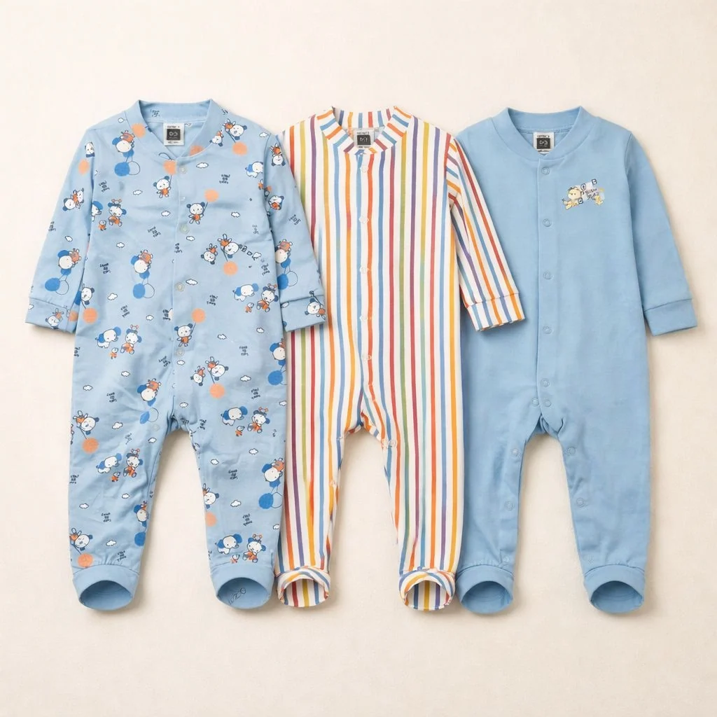 Carters Pack of 3 Sleep Suit Rompers Collection B (closed feet)