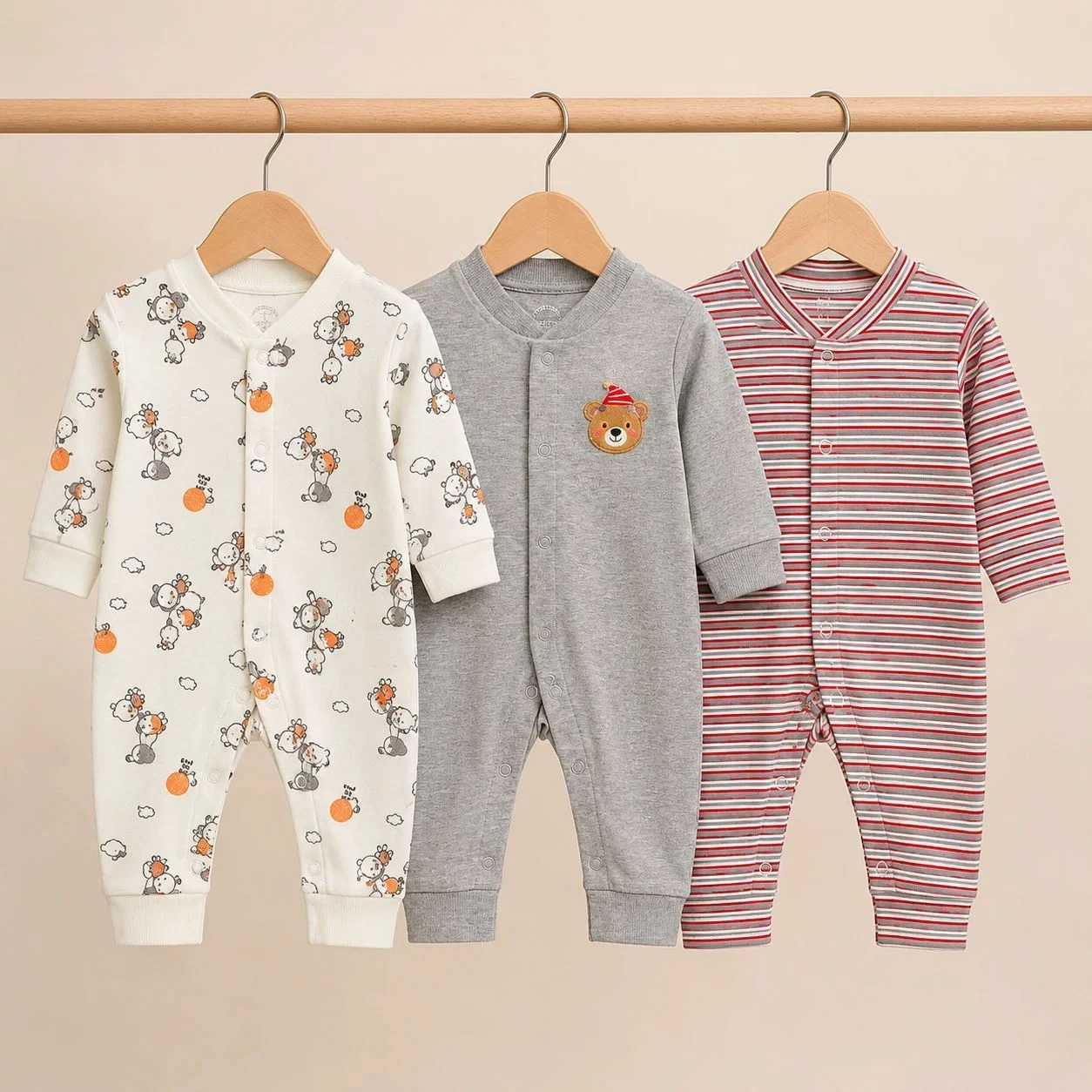 Carters Pack of 3 Sleep Suit Rompers Collection R (Open Feet)