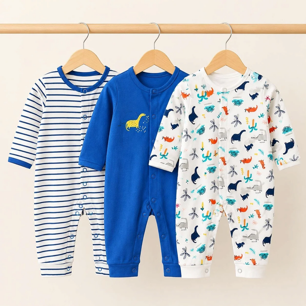 Dream Baby Pack of 3 Sleep Suit Rompers Collection RB(open feet)