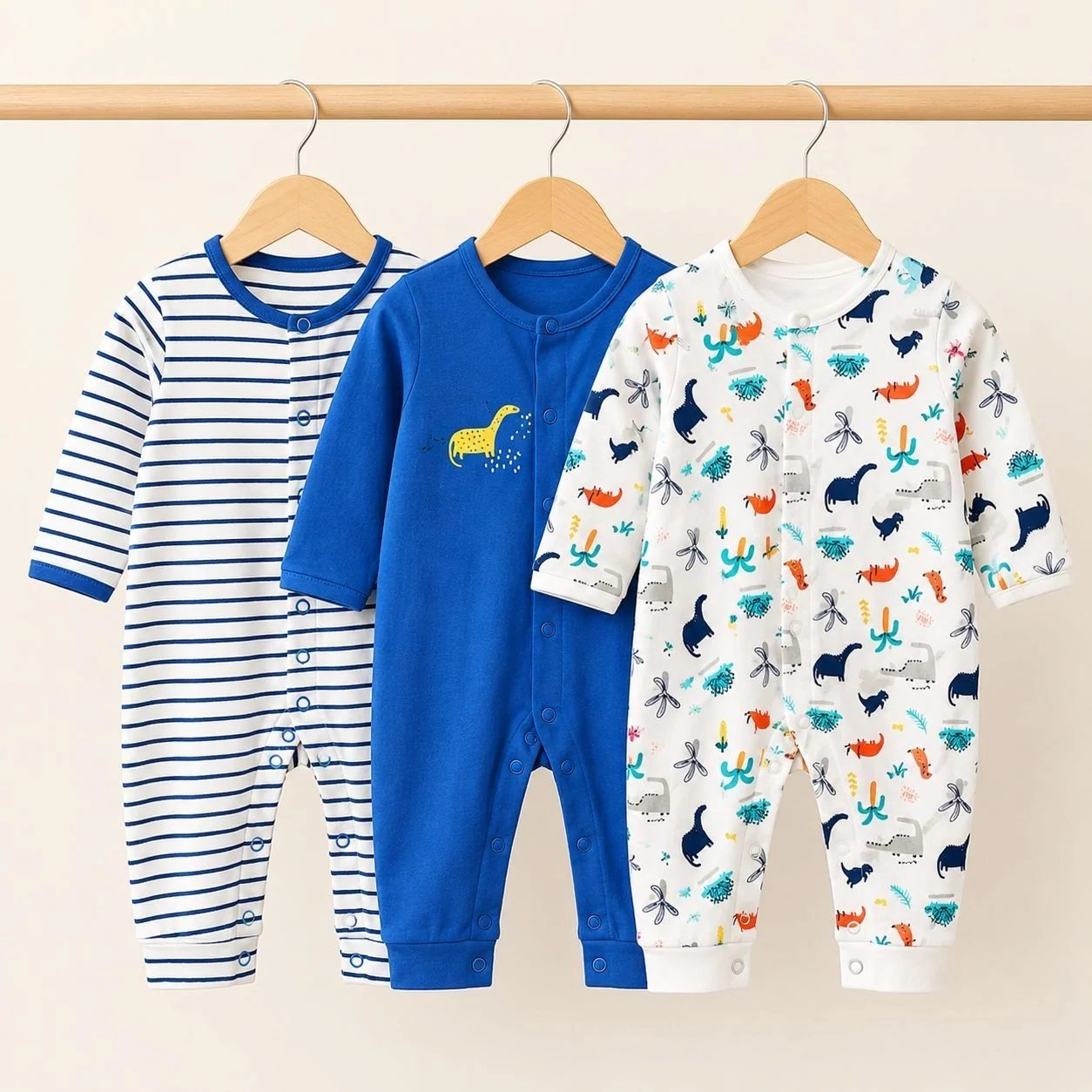 Dream Baby Pack of 3 Sleep Suit Rompers Collection RB(open feet)