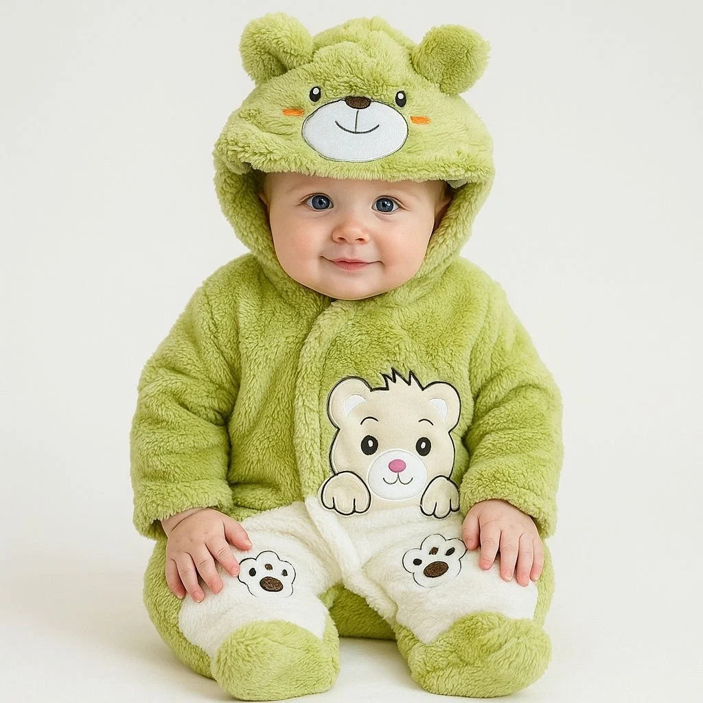 Baby Quilted Fur Winter Rompers – Cozy & Stylish