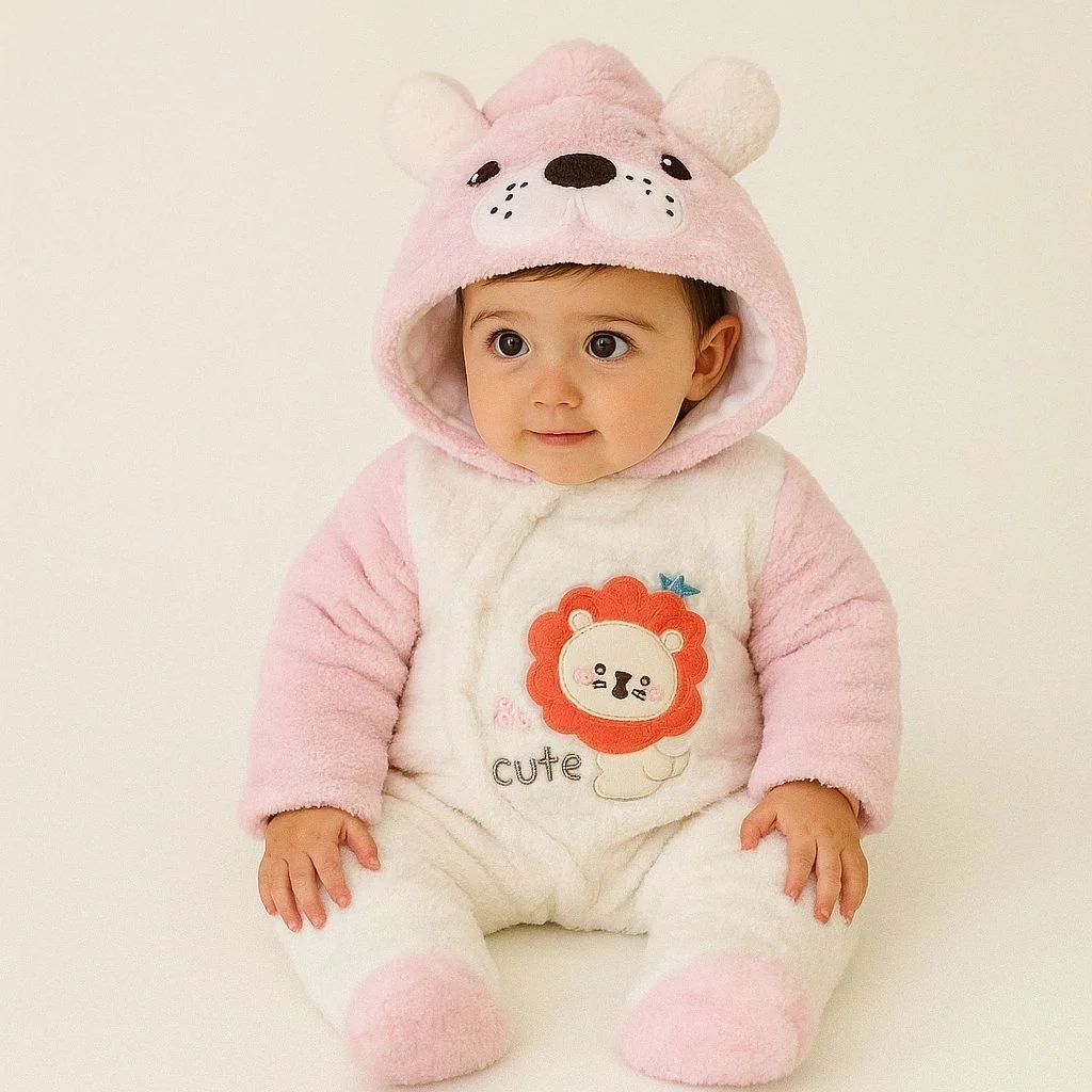 Baby Quilted Fur Winter Rompers – Cozy & Stylish