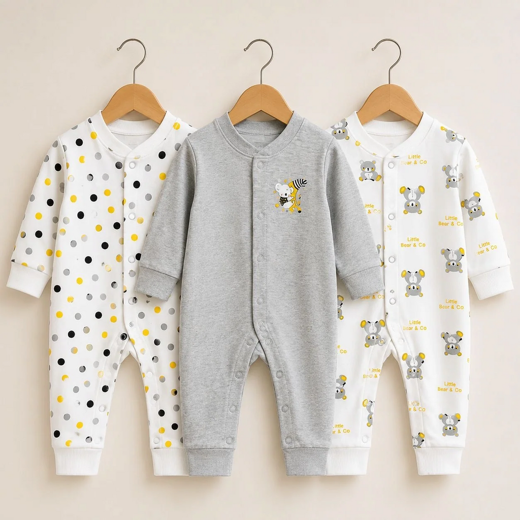 Carters Pack of 3 Sleep Suit Rompers Collection GR (Open Feet)