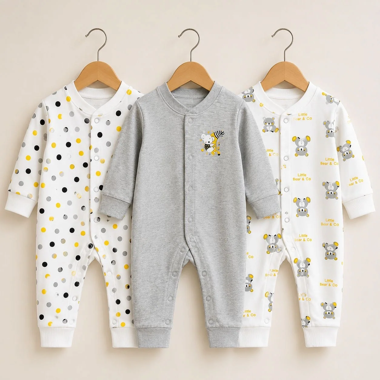 Carters Pack of 3 Sleep Suit Rompers Collection GR (Open Feet)