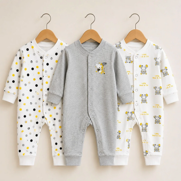 Carters Pack of 3 Sleep Suit Rompers Collection GR (Open Feet)