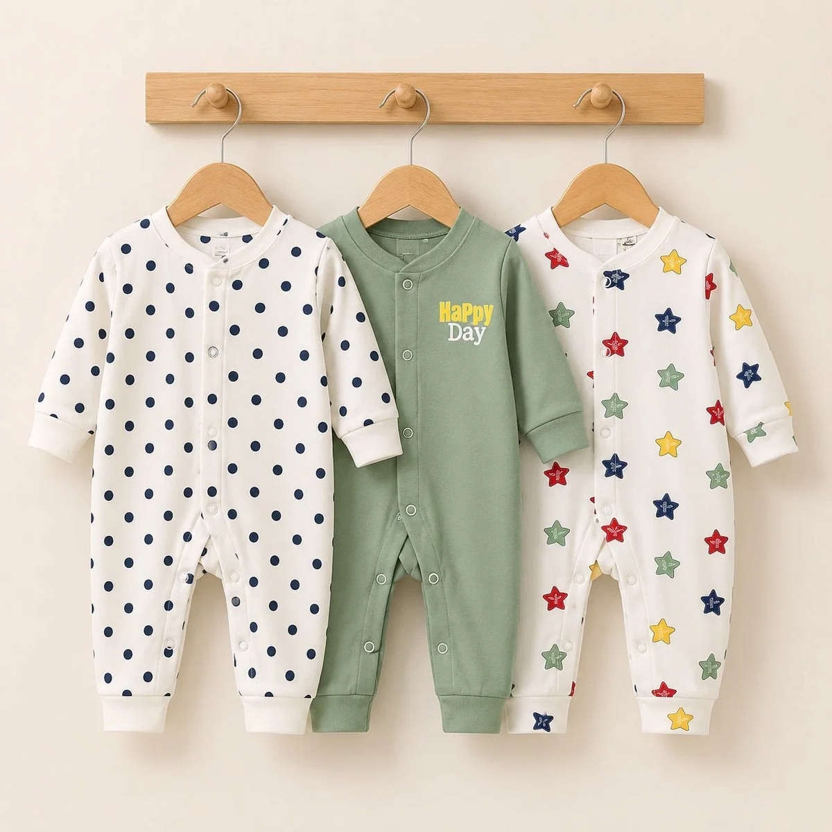 Carters Pack of 3 Sleep Suit Rompers Collection GRE (Open Feet)